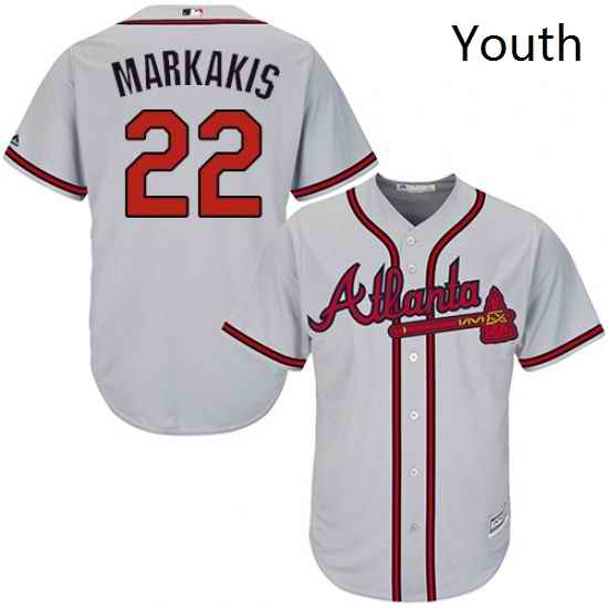 Youth Majestic Atlanta Braves 22 Nick Markakis Authentic Grey Road Cool Base MLB Jersey